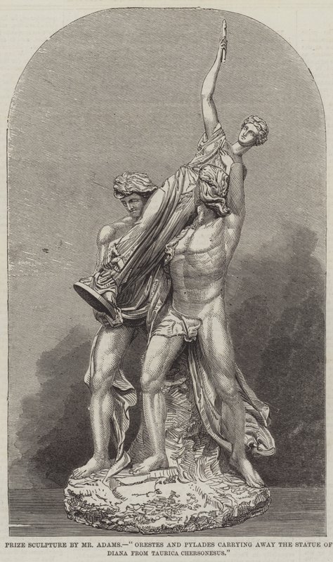 Prisskulptur av Mr Adams, "Orestes och Pylades bär bort statyn av Diana från Taurica Chersonesus (gravyr) av English School