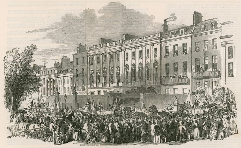 Procession av London Temperance League i Lincolns Inn Fields, London av English School
