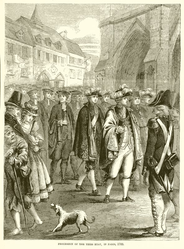 Procession av Tiers Etat, i Paris, 1789 av English School