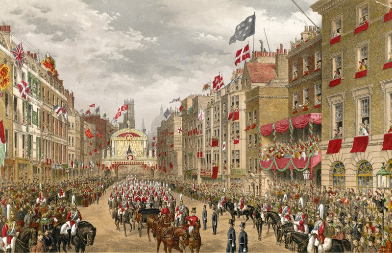 Processioner på Temple Bar av English School
