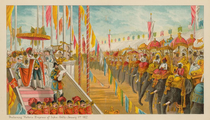 Proklamerar Victoria Kejsarinna av Indien-Delhi- 1 januari 1877 av English School