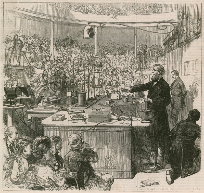 Professor Tyndall föreläser vid Royal Institution, 1870 av English School