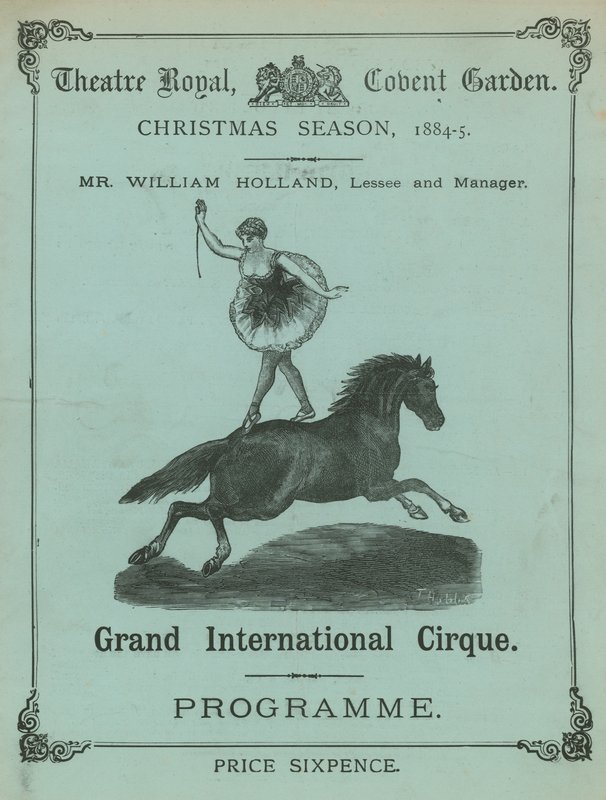Program för Theatre Royal, Covent Garden, London, julsäsongen 1884-85 av English School