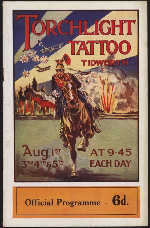 Program för Tidworth Torchlight Tattoo, Tidworth Park, Wiltshire av English School