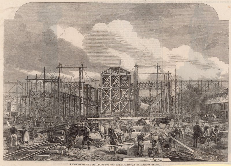 Framsteg i den internationella utställningsbyggnaden 1862 av English School