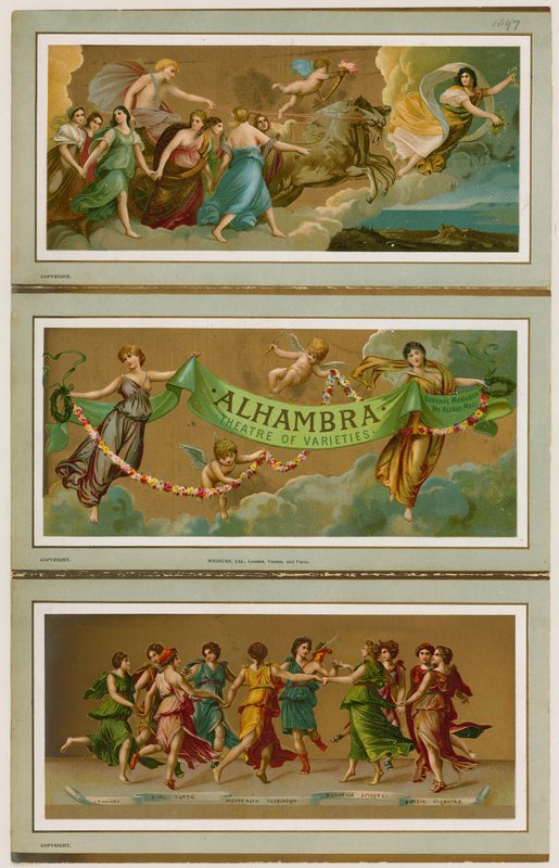 Reklambroschyr för Alhambra Theatre of Varieties, London av English School