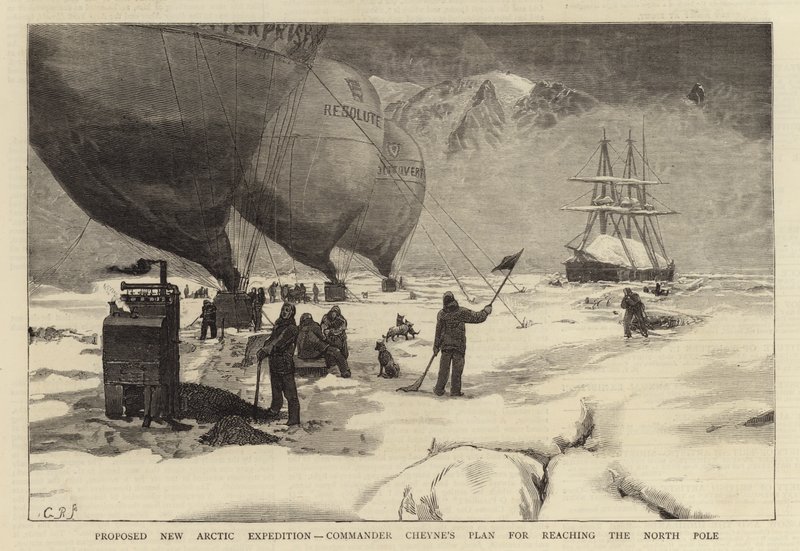 Föreslagen ny arktisk expedition, befälhavare Cheynes plan för att nå Nordpolen (gravyr) av English School