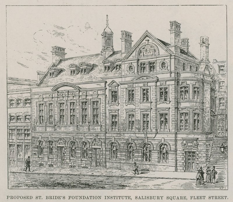 Föreslagna St Brides Foundation Institute, Salisbury Square, Fleet Street av English School