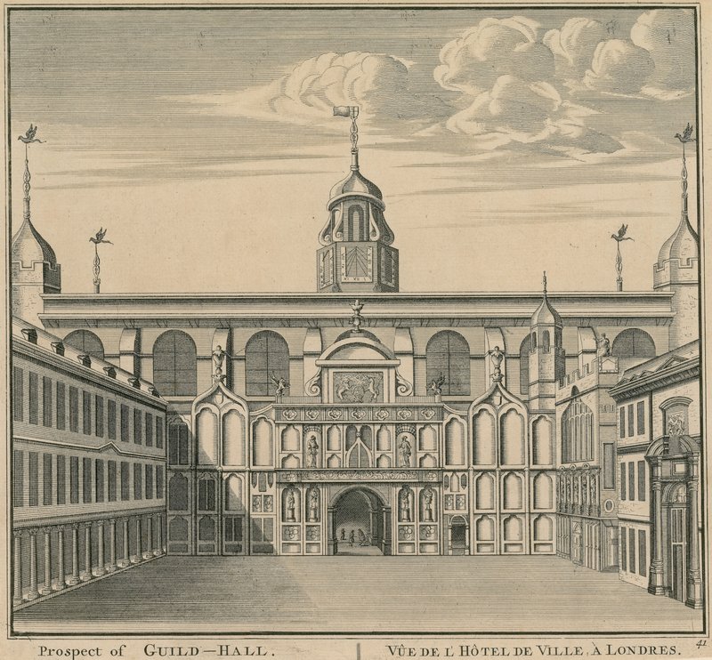 Prospect av Guildhall, London av English School
