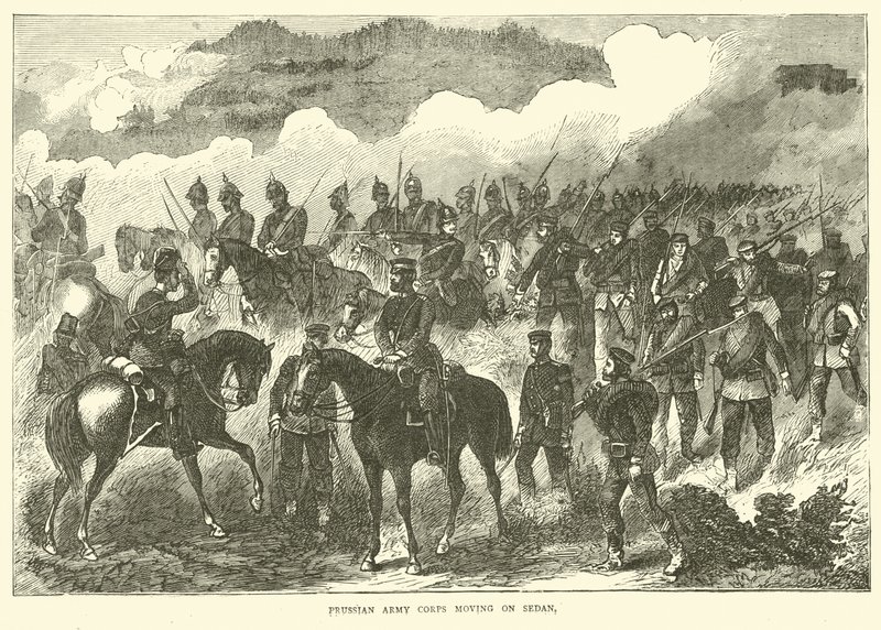 Preussiska armékåren på väg mot Sedan, september 1870 av English School
