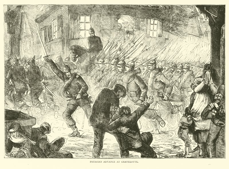 Preussisk frammarsch vid Gravelotte, augusti 1870 av English School