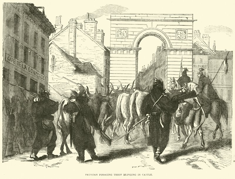 Preussisk födosökande trupp som tar in boskap, oktober 1870 av English School