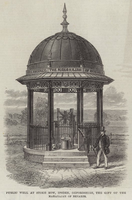 Public Well at Stoke Row, Ipsden, Oxfordshire, gåvan av Maharajah of Benares (gravyr) av English School