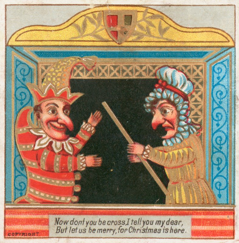Punch och Judy, julkort av English School