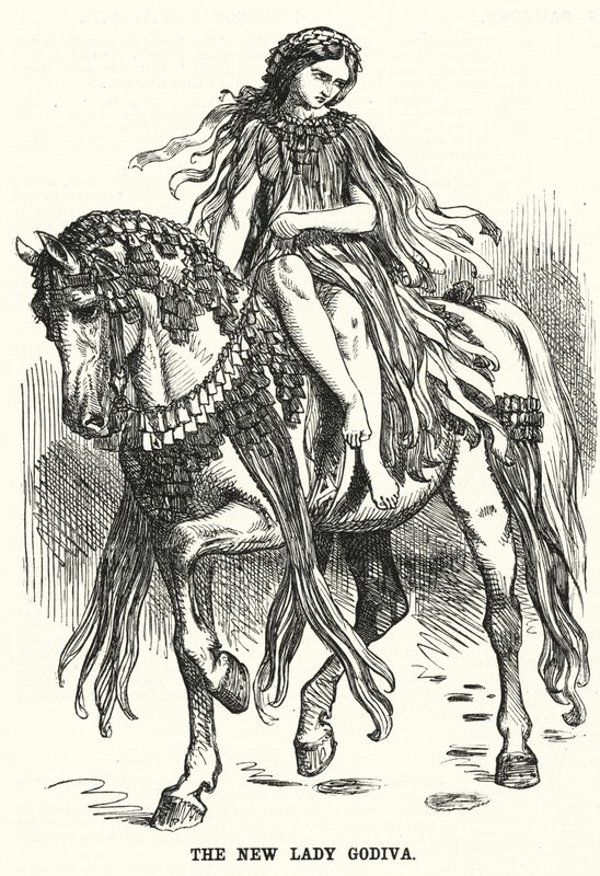 Punch tecknad: The New Lady Godiva (gravyr) av English School