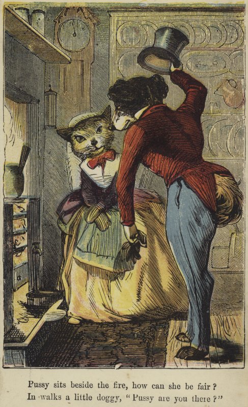Pussy sitter bredvid elden av English School