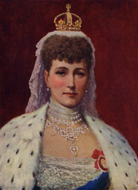 Drottning Alexandra (färg litho) av English School