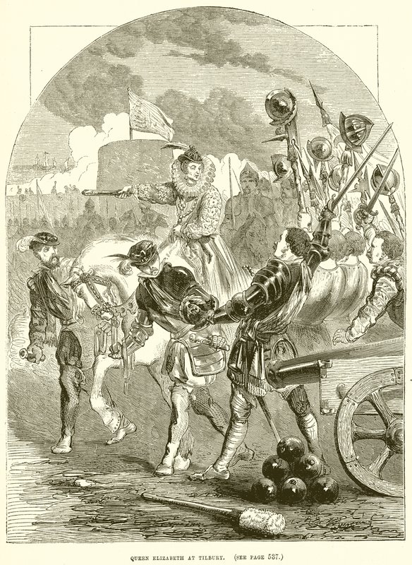 Drottning Elizabeth i Tilbury av English School