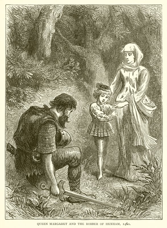 Drottning Margareta och rånaren av Hexham, 1460 av English School