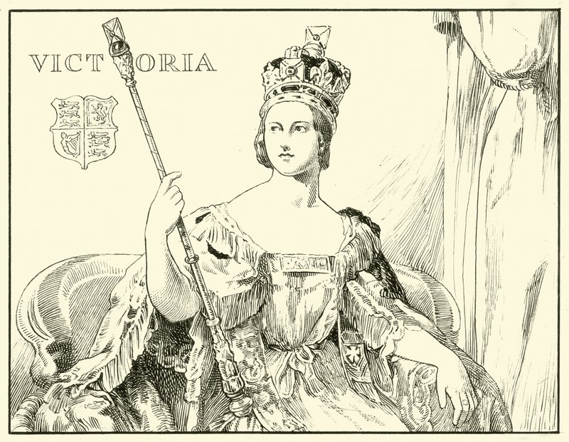 Drottning Victoria (After the Coronation Portrait av Sir George Hayter) (bläck på papper) av English School