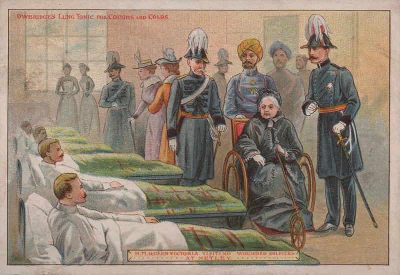 Drottning Victoria besökte sårade brittiska soldater på Netley Hospital, Hampshire, 1898 av English School