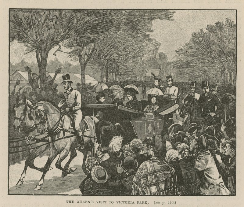 Drottning Victorias besök i Victoria Park, London av English School