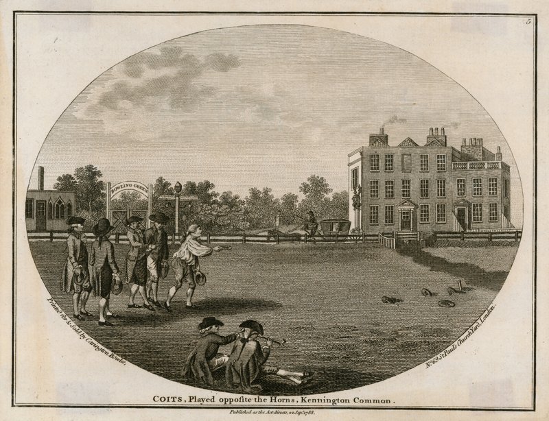 Quoits 1788, spelade mitt emot Horns, Kennington Common av English School