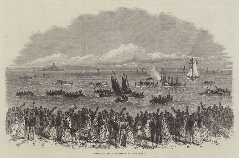 Race of Six Life-Boats at Penzance (gravyr) av English School
