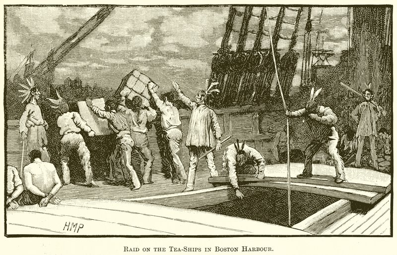 Razzia mot Tea-Ships i Boston Harbor av English School