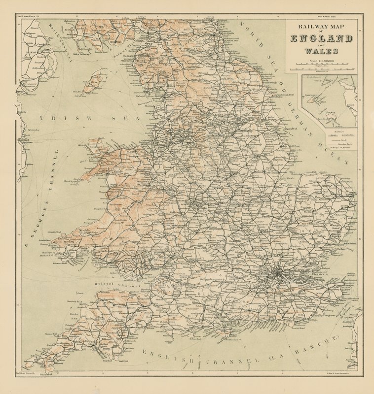 Järnvägskarta över England och Wales av English School