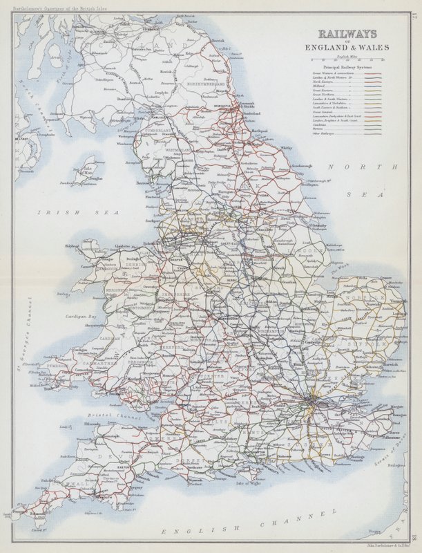 Järnvägar i England och Wales (färglitografi) av English School