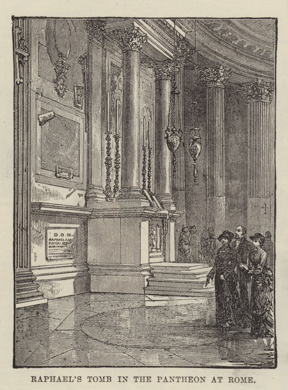 Rafaels grav i Pantheon i Rom (gravyr) av English School
