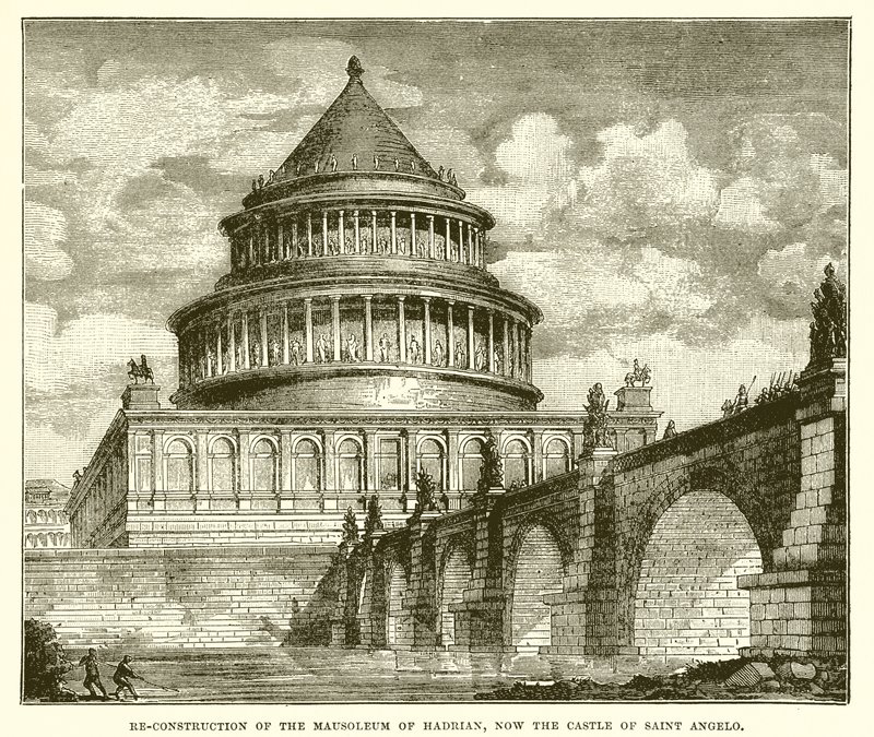 Återuppbyggnad av Hadrianus mausoleum, nu Saint Angelos slott av English School