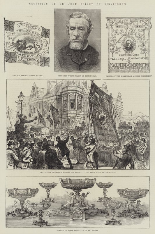 Mottagning av Mr John Bright i Birmingham (gravyr) av English School