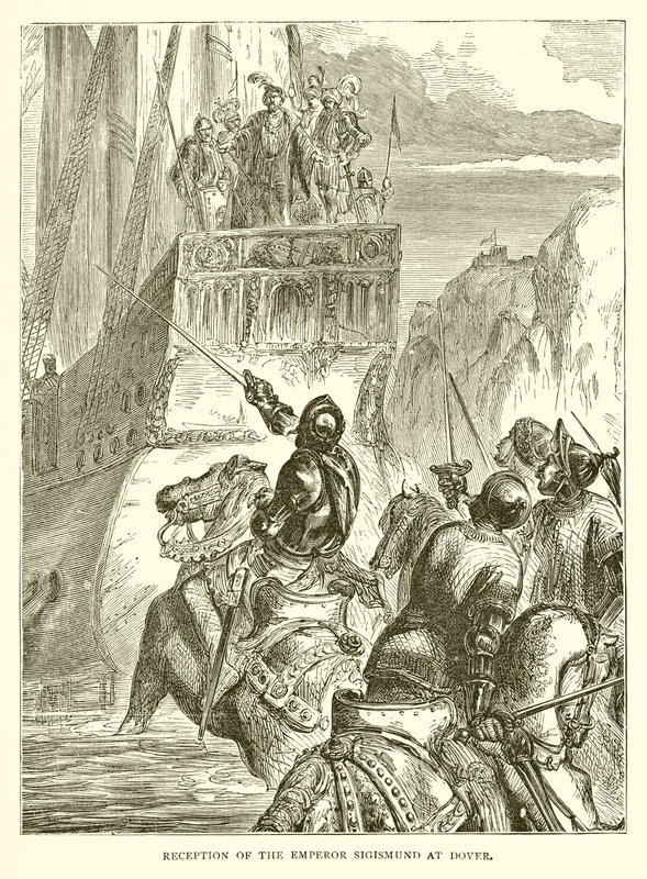 Mottagande av kejsar Sigismund i Dover av English School