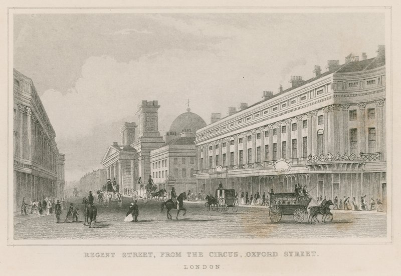 Regent Street, från The Circus, Oxford Street, London av English School
