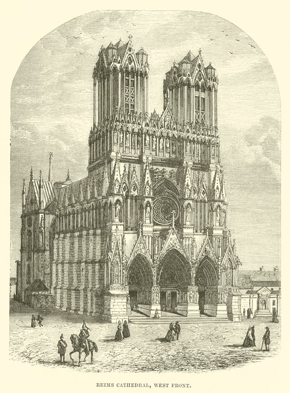 Reims katedral, västra fronten (gravyr) av English School
