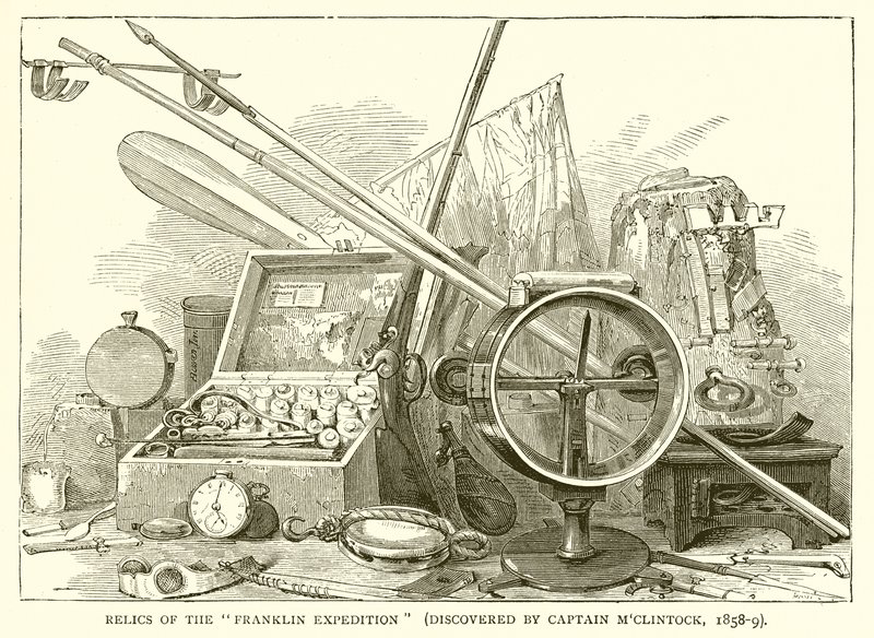 Reliker från Franklin-expeditionen (upptäckt av kapten MClintock, 1858-9) av English School