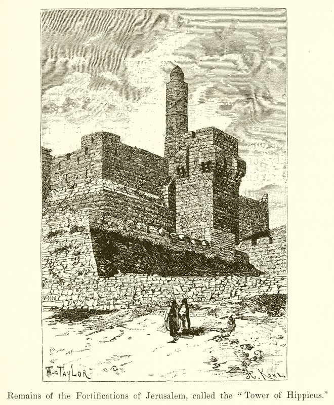 Rester av Jerusalems befästning, kallat Hippicus-tornet av English School