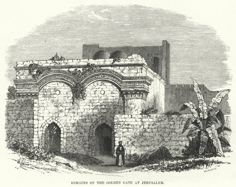 Rester av Golden Gate i Jerusalem (gravyr) av English School