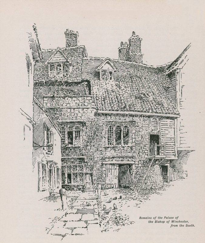 Rester av Palace of the Bishop of Winchester av English School