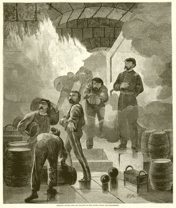 Ta bort pulver från Fort Sumters magasin under bombningen av English School