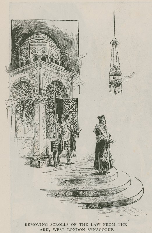 Ta bort lagens rullar från arken, West London Synagogue av English School