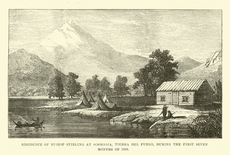 Biskop Stirlings residens i Ooshooia, Tierra del Fuego, under de första sju månaderna 1869 av English School