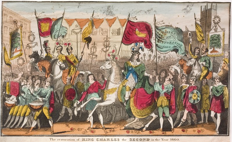 Återställande av kung Charles II till Englands tron, Westminster, London av English School