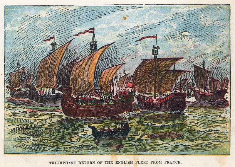 Den engelska flottans återkomst efter slaget vid Agincourt av English School