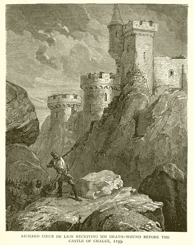 Richard Coeur de Lion tar emot sitt dödssår före slottet Chaluz, 1199 av English School