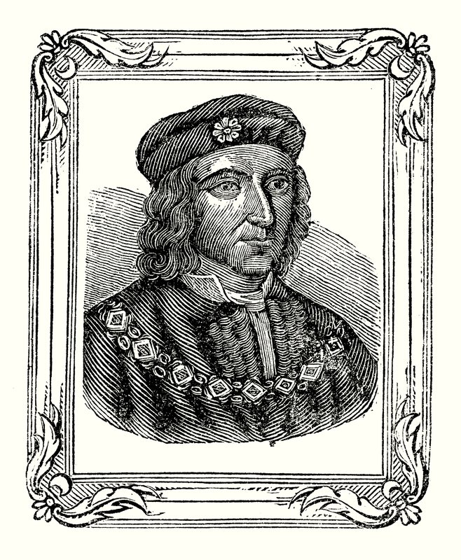 Richard III föddes 1450, kröntes 1483, dödades 1485 (gravyr) av English School