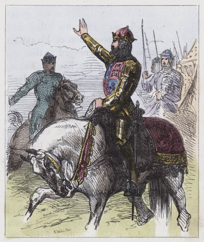 Richard II, staying the Combat (färgad gravyr) av English School