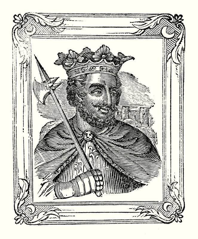 Richard I föddes 1157, kröntes 1189 och dog 1199 (gravyr) av English School